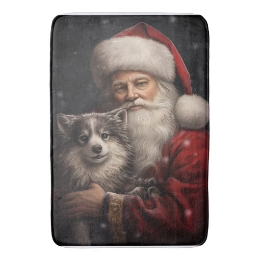 Tapis De Bain Malamute d'Alaska avec Noël du Père Noël (devant Vertical)
