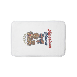 Tapis De Bain Mama Américaine Ours Patriote Patchwork Vector Des