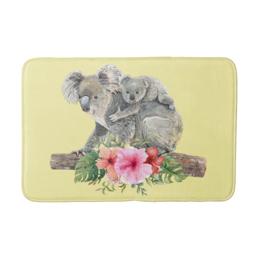 Tapis De Bain Maman & Bébé Koala Ours Aquarelle mignonne (Devant)