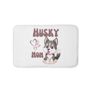 Tapis De Bain Maman de chien Husky Kawaii Chiot Mignon design dr