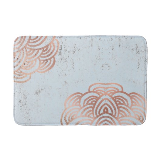 Tapis de bain mandala à fleurs en or rose (Devant)