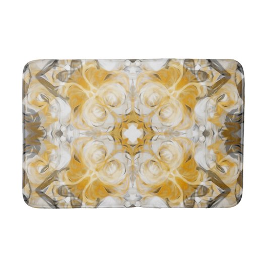 Tapis De Bain mandala Abstrait, ocre, jaune, gris, blanc (Devant)
