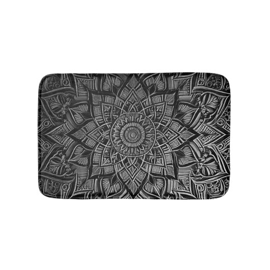 Tapis de bain Mandala argenté (Devant)