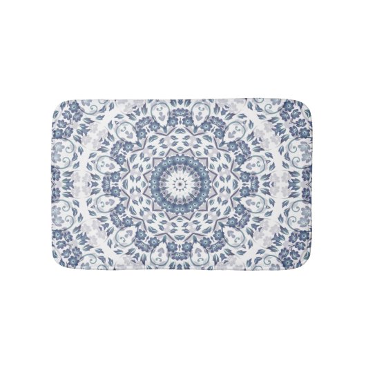 Tapis De Bain Mandala bleu gris (Devant)