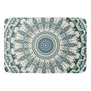 Tapis De Bain Mandala bleu tribal