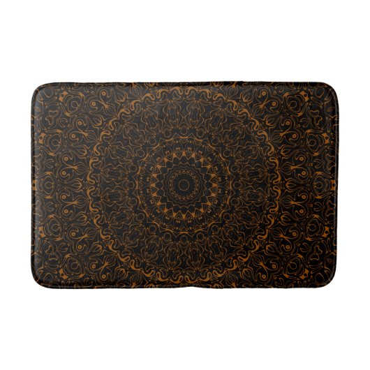 Tapis De Bain Mandala Brun Rustique au Charme Occidental (Devant)