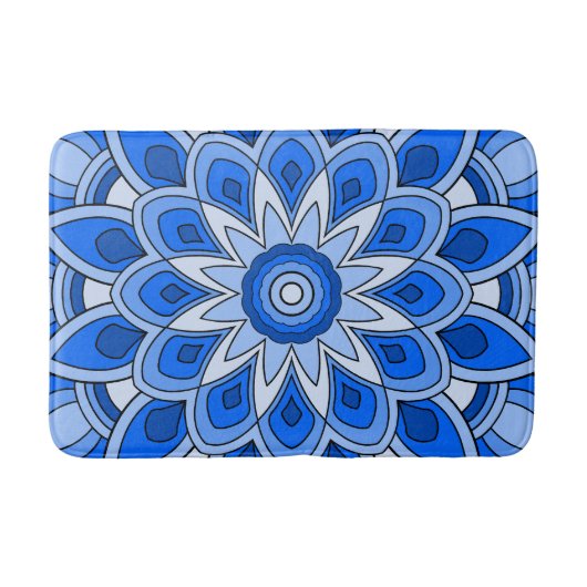 Tapis De Bain Mandala en bleu (Devant)