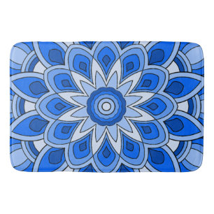 Tapis De Bain Mandala en bleu
