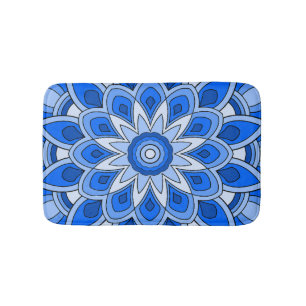 Tapis De Bain Mandala en bleu