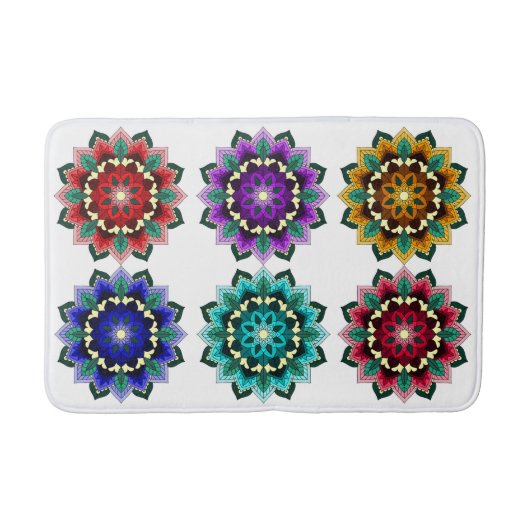 Tapis De Bain Mandala en différentes couleurs (Devant)
