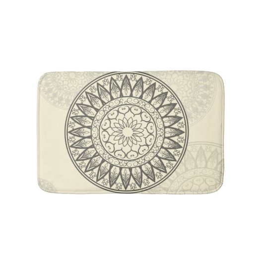 Tapis De Bain Mandala en doucement jaune (Devant)