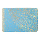 Tapis De Bain Mandala envoûtant avec Gold Stars sur Turquoise (Devant)