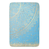 Tapis De Bain Mandala envoûtant avec Gold Stars sur Turquoise (devant Vertical)