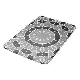 Tapis De Bain Mandala géométrique noir et blanc, calme et audaci