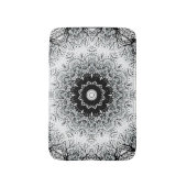 Tapis De Bain Mandala kaleidoscope carrelage noir gris blanc (Devant (Vertical))