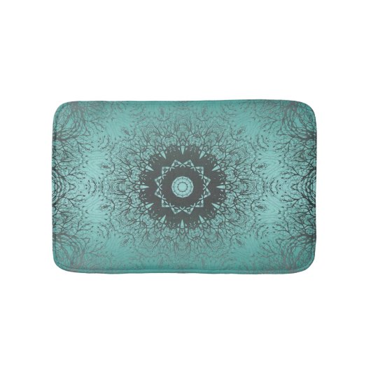 Tapis De Bain Mandala kaleidoscope en mosaïque vert motif o (Devant)
