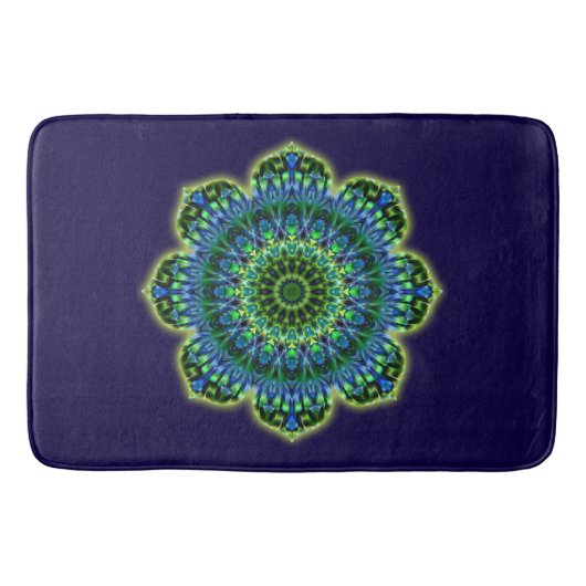 Tapis De Bain Mandala Lotus bleu vert + votre backgr. & idées (Devant)