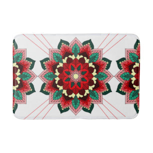 Tapis De Bain Mandala Motif 2002 en bain rouge