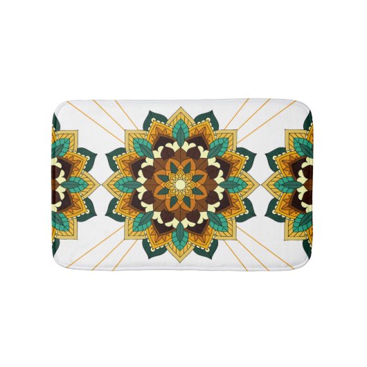 Tapis De Bain Mandala Motif 2002 en jaune et bronzette (Devant)