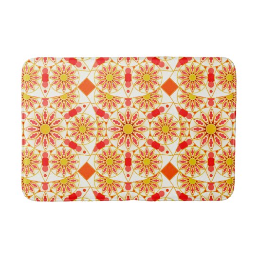 Tapis De Bain Mandala motif, rouge brique, rouille, or (Devant)