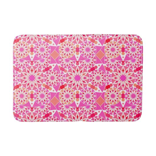 Tapis De Bain Mandala motif, tons rose et corail (Devant)