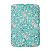 Tapis De Bain Mandala motif, turquoise, gris argenté et blanc (Devant (Vertical))