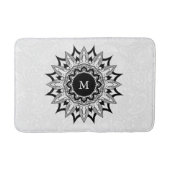 Tapis De Bain Mandala noir sur un paisley blanc (Devant)