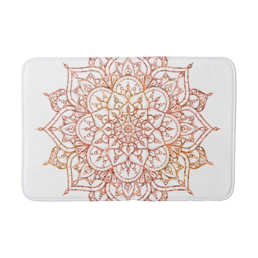 Tapis De Bain Mandala rose et orange sur Glam blanc (Devant)