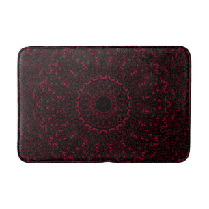 Tapis De Bain Mandala Rouge de Bourgogne avec Symétrie Ornementa