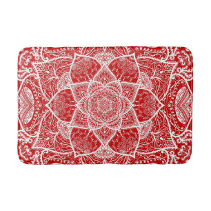 Tapis De Bain Mandala rouge et blanc - Loergann en cerise