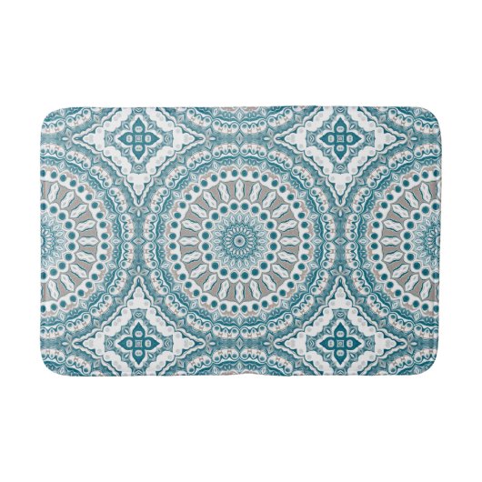 Tapis De Bain Mandala Turquoise côtier et sable inspirée de l'oc (Devant)