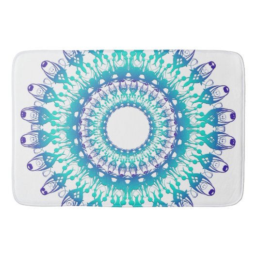 Tapis De Bain mandala turquoise ethnique (Devant)