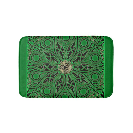 Tapis De Bain Mandala vert de Kelly Triskele (Devant)