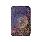 Tapis De Bain Mandala violet et jaune : dessin manuel (Devant (Vertical))