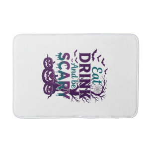 Tapis De Bain Manger Boire Être Effrayant Halloween Arbre Squele