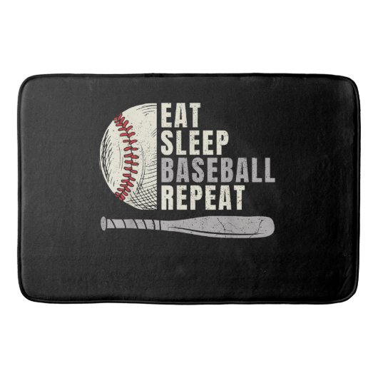 Tapis De Bain Manger Dormir Baseball Répéter Drôle Joueur de Bas (Devant)