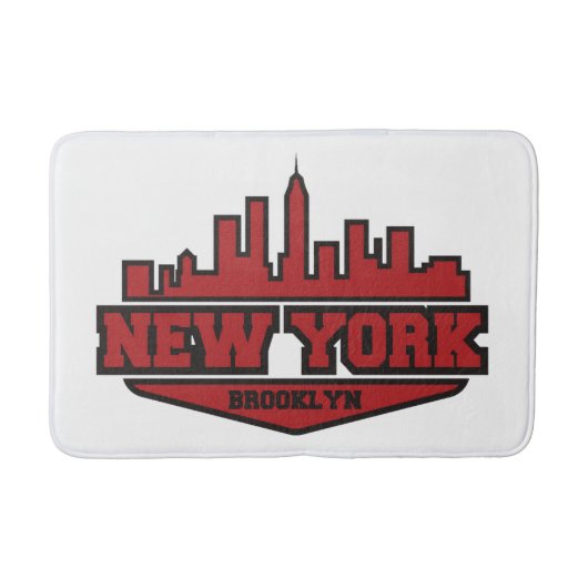 Tapis De Bain Manuscrit de style de bloc de Brooklyn New York | (Devant)
