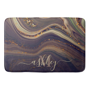 Tapis De Bain Marbre Abstrait et Parties scintillant