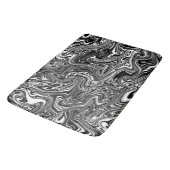 Tapis De Bain Marbre Abstrait noir et blanc liquide (Angle)