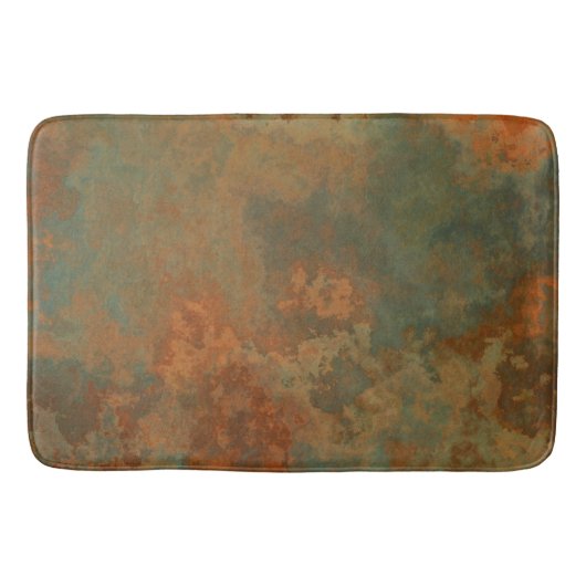 Tapis De Bain Marbre abstrait Rouille et Turquoise 5 (Devant)