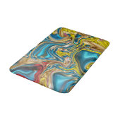 Tapis De Bain marbre abstrait tourbillons jaune turquoise bleu t (Angle)