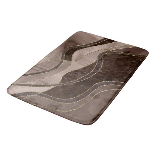 Tapis De Bain Marbre Agate Or Glam 4 - paysage (Angle)