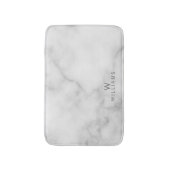 Tapis De Bain Marbre blanc avec monogramme et nom personnalisés (Devant (Vertical))