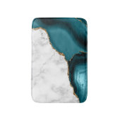 Tapis De Bain Marbre blanc doré Turquoise Bleu Agate (Devant (Vertical))