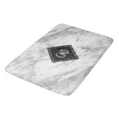 Tapis De Bain Marbre blanc Faux Monogramme (Angle)