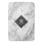 Tapis De Bain Marbre blanc Faux Monogramme (devant Vertical)