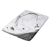 Tapis De Bain Marbre blanc, Graphique en fibre noire (Angle)