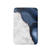 Tapis De Bain Marbre blanc Marine Blue Agate Rose Parties scinti (Devant (Vertical))