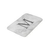 Tapis De Bain Marbre blanc Monogramme personnalisé et nom (Angle)