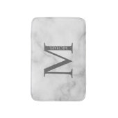 Tapis De Bain Marbre blanc Monogramme personnalisé et nom (Devant (Vertical))